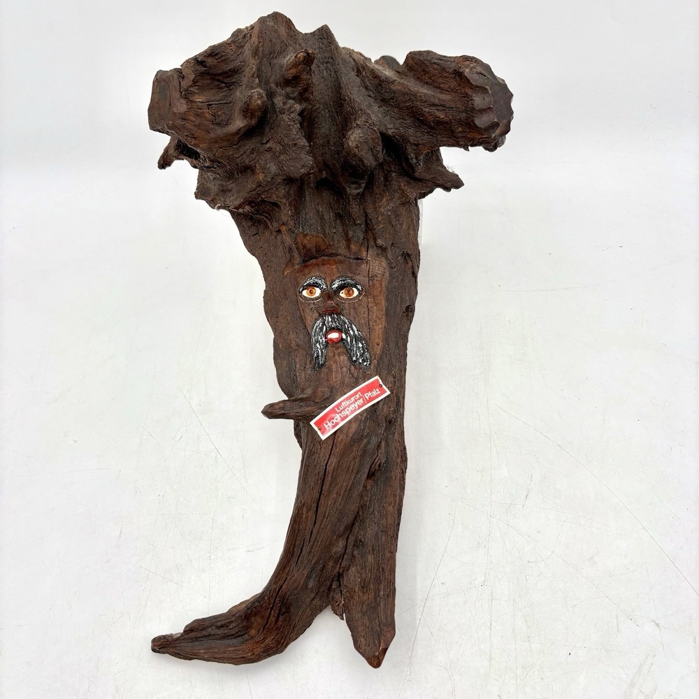 VTG Hand Carved Driftwood Face German Folk Art Luftkurort Hochspeyer Pfalz